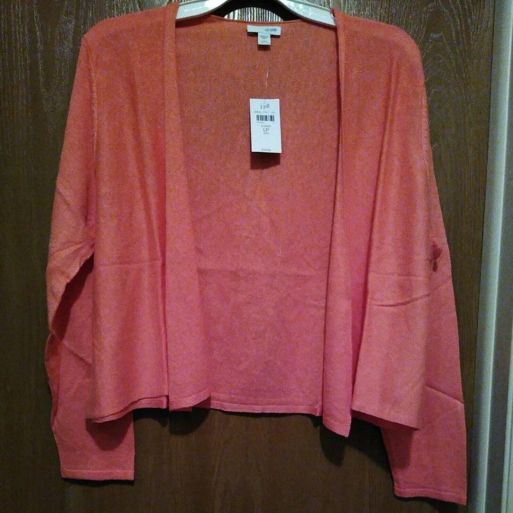 J Jill Linen Blend Versatile Cardigan Color Shrimp Size Petite L LP New